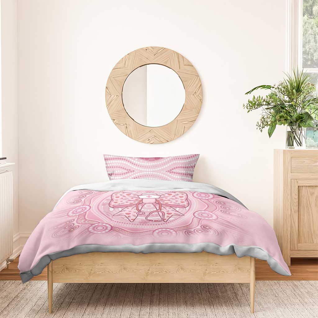 Aussie Nurse Bedding Set Pink Stethoscope Coquette Bow Aboriginal Dot Art