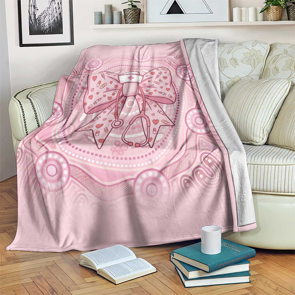 Aussie Nurse Blanket Pink Stethoscope Coquette Bow Aboriginal Dot Art