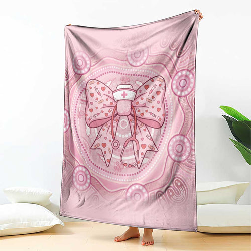 Aussie Nurse Blanket Pink Stethoscope Coquette Bow Aboriginal Dot Art