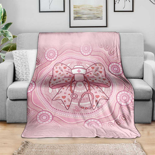 Aussie Nurse Blanket Pink Stethoscope Coquette Bow Aboriginal Dot Art