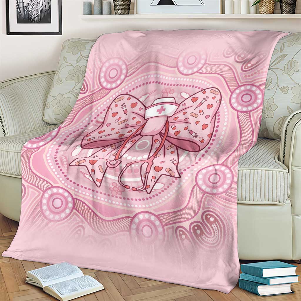Aussie Nurse Blanket Pink Stethoscope Coquette Bow Aboriginal Dot Art