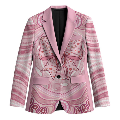 Aussie Nurse Personalised Blazer Pink Stethoscope Coquette Bow Aboriginal Dot Art