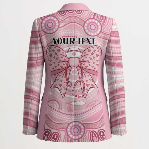 Aussie Nurse Personalised Blazer Pink Stethoscope Coquette Bow Aboriginal Dot Art