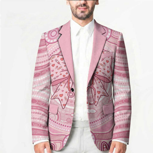 Aussie Nurse Personalised Blazer Pink Stethoscope Coquette Bow Aboriginal Dot Art