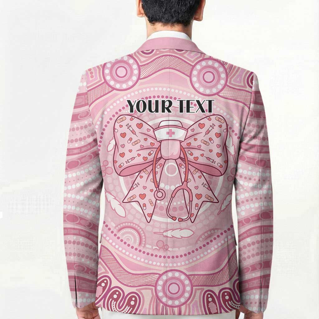 Aussie Nurse Personalised Blazer Pink Stethoscope Coquette Bow Aboriginal Dot Art