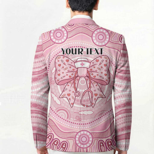 Aussie Nurse Personalised Blazer Pink Stethoscope Coquette Bow Aboriginal Dot Art