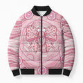 Aussie Nurse Personalised Bomber Puffer Jacket Pink Stethoscope Coquette Bow Aboriginal Dot Art