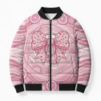 Aussie Nurse Personalised Bomber Puffer Jacket Pink Stethoscope Coquette Bow Aboriginal Dot Art