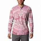 Aussie Nurse Personalised Button Sweatshirt Pink Stethoscope Coquette Bow Aboriginal Dot Art
