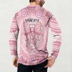 Aussie Nurse Personalised Button Sweatshirt Pink Stethoscope Coquette Bow Aboriginal Dot Art