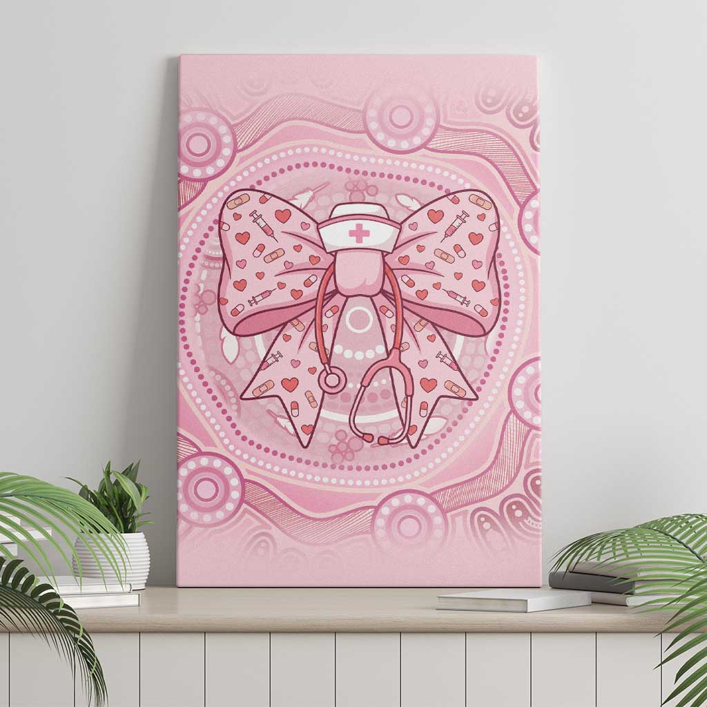 Aussie Nurse Canvas Wall Art Pink Stethoscope Coquette Bow Aboriginal Dot Art
