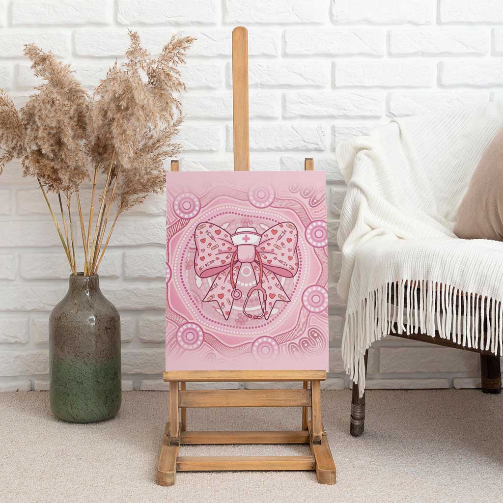 Aussie Nurse Canvas Wall Art Pink Stethoscope Coquette Bow Aboriginal Dot Art