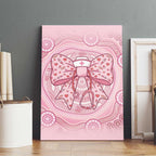 Aussie Nurse Canvas Wall Art Pink Stethoscope Coquette Bow Aboriginal Dot Art