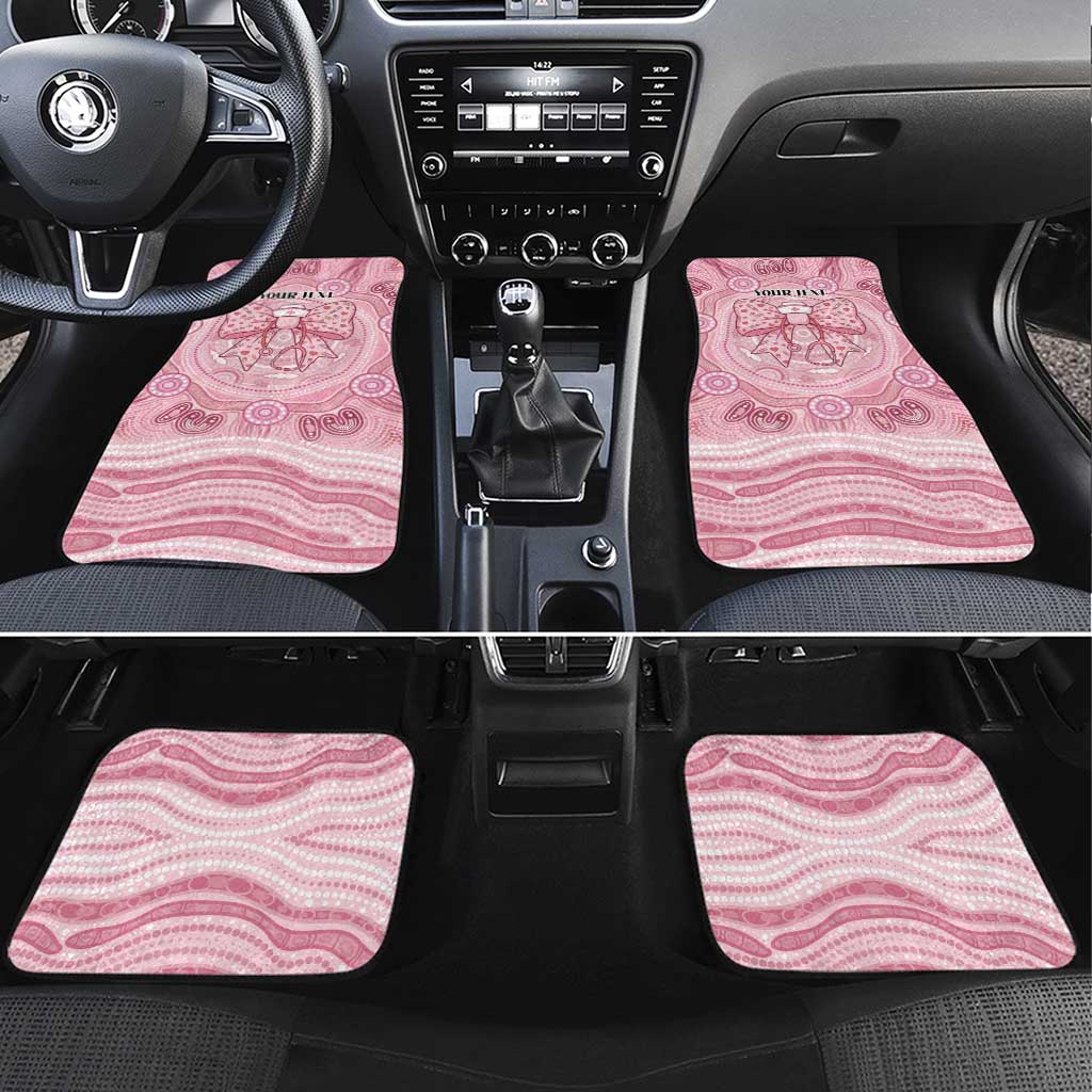 Aussie Nurse Personalised Car Mats Pink Stethoscope Coquette Bow Aboriginal Dot Art