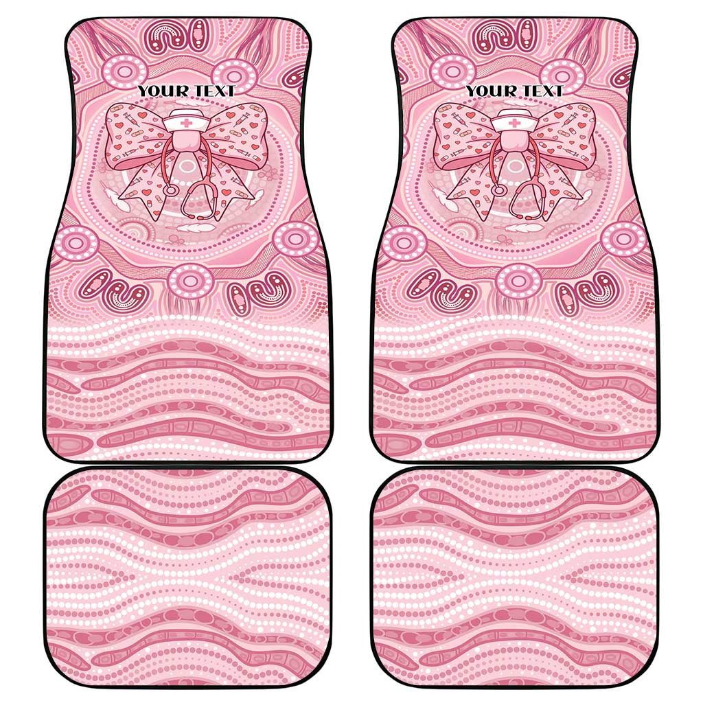 Aussie Nurse Personalised Car Mats Pink Stethoscope Coquette Bow Aboriginal Dot Art