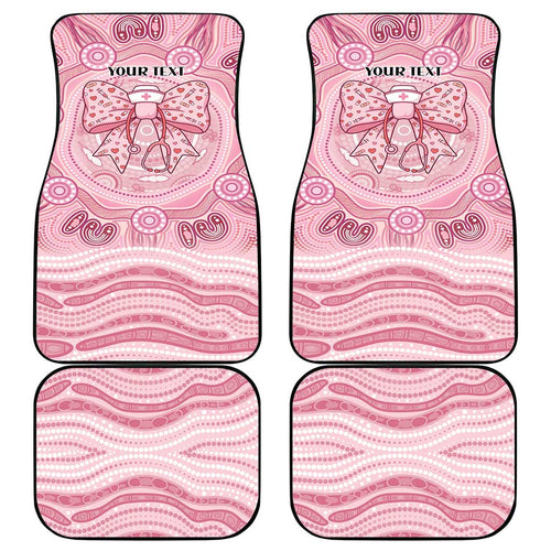 Aussie Nurse Personalised Car Mats Pink Stethoscope Coquette Bow Aboriginal Dot Art