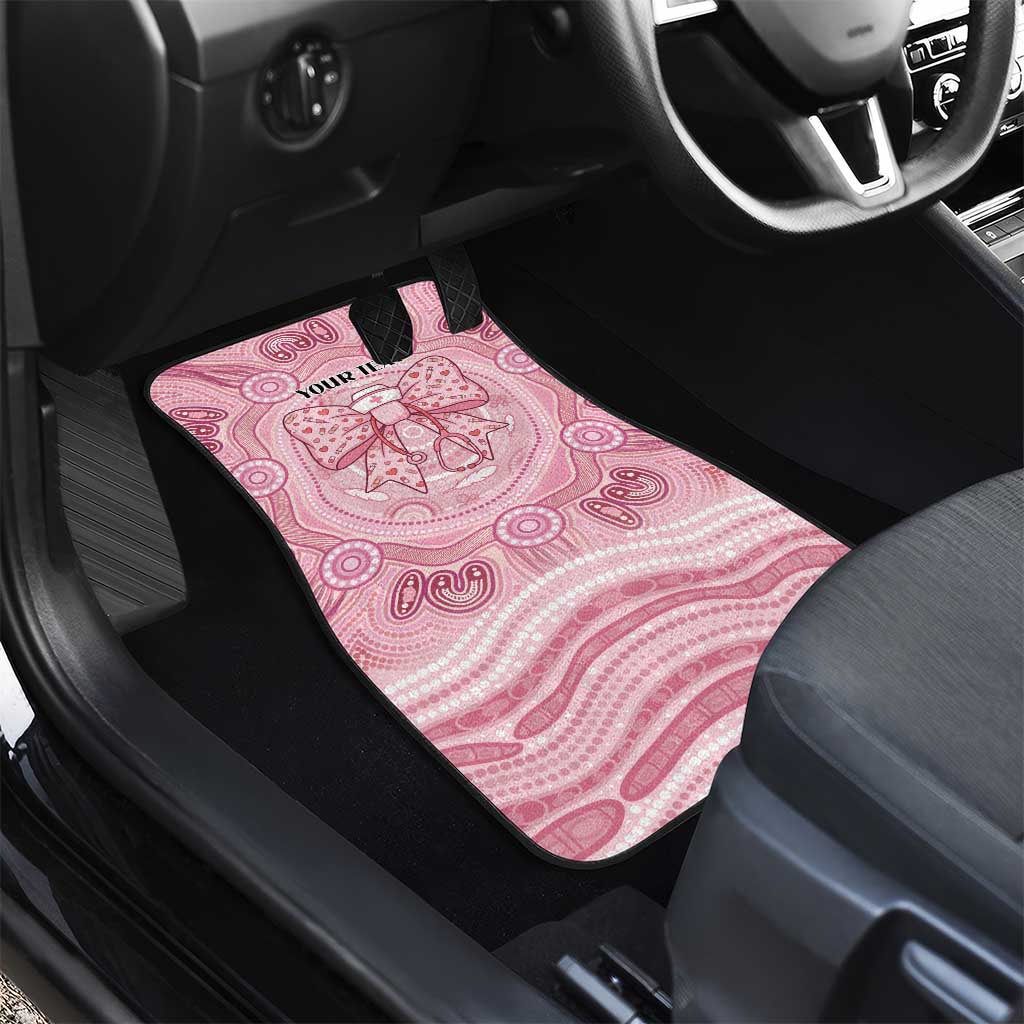 Aussie Nurse Personalised Car Mats Pink Stethoscope Coquette Bow Aboriginal Dot Art