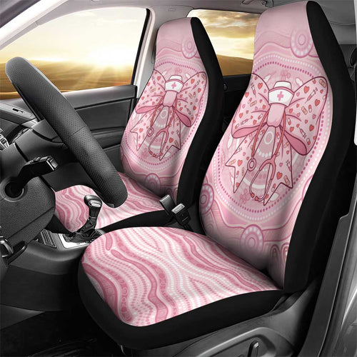 Aussie Nurse Car Seat Cover Pink Stethoscope Coquette Bow Aboriginal Dot Art
