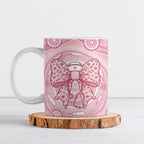 Aussie Nurse Personalised Ceramic Mug Pink Stethoscope Coquette Bow Aboriginal Dot Art