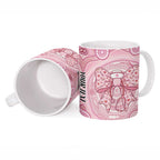 Aussie Nurse Personalised Ceramic Mug Pink Stethoscope Coquette Bow Aboriginal Dot Art