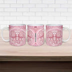 Aussie Nurse Personalised Ceramic Mug Pink Stethoscope Coquette Bow Aboriginal Dot Art