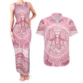 Aussie Nurse Personalised Couples Matching Tank Maxi Dress and Hawaiian Shirt Pink Stethoscope Coquette Bow Aboriginal Dot Art