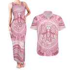 Aussie Nurse Personalised Couples Matching Tank Maxi Dress and Hawaiian Shirt Pink Stethoscope Coquette Bow Aboriginal Dot Art