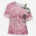 Aussie Nurse Personalised Cross Shoulder Shirt Pink Stethoscope Coquette Bow Aboriginal Dot Art