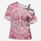 Aussie Nurse Personalised Cross Shoulder Shirt Pink Stethoscope Coquette Bow Aboriginal Dot Art