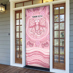 Aussie Nurse Personalised Door Cover Pink Stethoscope Coquette Bow Aboriginal Dot Art