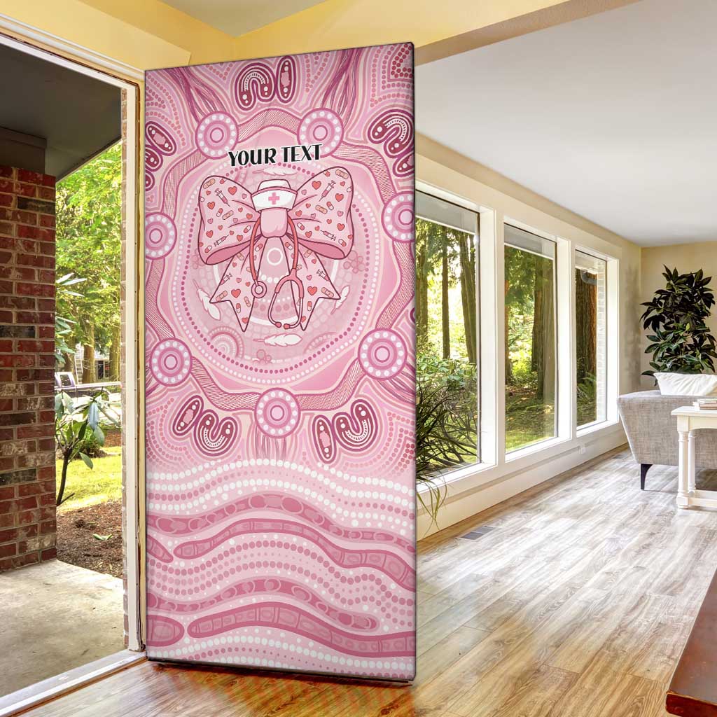 Aussie Nurse Personalised Door Cover Pink Stethoscope Coquette Bow Aboriginal Dot Art