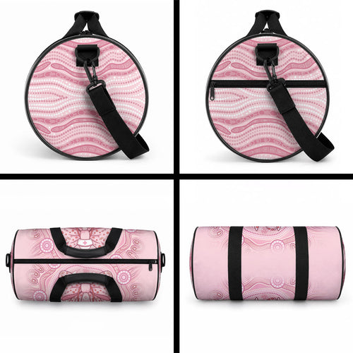 Aussie Nurse Duffle Bag Pink Stethoscope Coquette Bow Aboriginal Dot Art