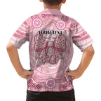 Aussie Nurse Personalised Family Matching Long Sleeve Bodycon Dress and Hawaiian Shirt Pink Stethoscope Coquette Bow Aboriginal Dot Art