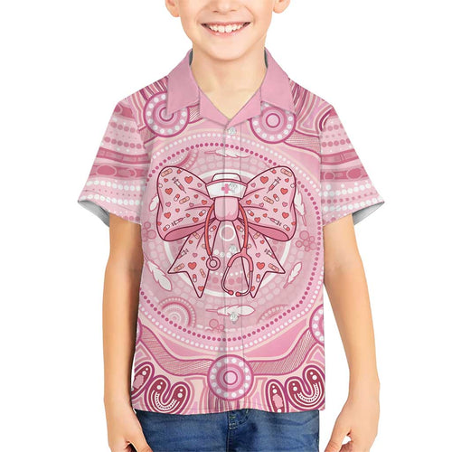 Aussie Nurse Personalised Family Matching Mermaid Dress and Hawaiian Shirt Pink Stethoscope Coquette Bow Aboriginal Dot Art