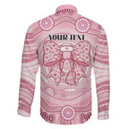 Aussie Nurse Personalised Family Matching Off The Shoulder Long Sleeve Dress and Hawaiian Shirt Pink Stethoscope Coquette Bow Aboriginal Dot Art