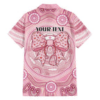 Aussie Nurse Personalised Family Matching Off Shoulder Maxi Dress and Hawaiian Shirt Pink Stethoscope Coquette Bow Aboriginal Dot Art