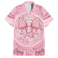 Aussie Nurse Personalised Family Matching Off Shoulder Short Dress and Hawaiian Shirt Pink Stethoscope Coquette Bow Aboriginal Dot Art
