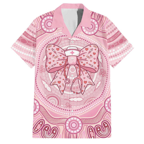 Aussie Nurse Personalised Family Matching Puletasi and Hawaiian Shirt Pink Stethoscope Coquette Bow Aboriginal Dot Art