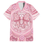 Aussie Nurse Personalised Family Matching Short Sleeve Bodycon Dress and Hawaiian Shirt Pink Stethoscope Coquette Bow Aboriginal Dot Art
