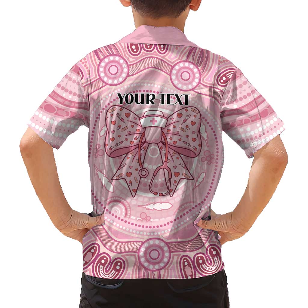 Aussie Nurse Personalised Family Matching Summer Maxi Dress and Hawaiian Shirt Pink Stethoscope Coquette Bow Aboriginal Dot Art