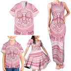 Aussie Nurse Personalised Family Matching Tank Maxi Dress and Hawaiian Shirt Pink Stethoscope Coquette Bow Aboriginal Dot Art