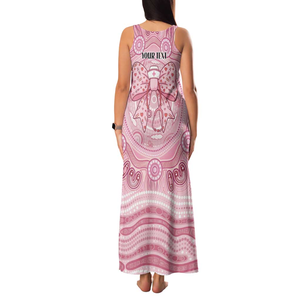 Aussie Nurse Personalised Family Matching Tank Maxi Dress and Hawaiian Shirt Pink Stethoscope Coquette Bow Aboriginal Dot Art