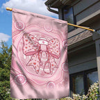 Aussie Nurse Garden Flag Pink Stethoscope Coquette Bow Aboriginal Dot Art