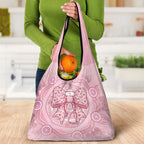 Aussie Nurse Grocery Bag Pink Stethoscope Coquette Bow Aboriginal Dot Art
