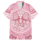 Aussie Nurse Personalised Hawaiian Shirt Pink Stethoscope Coquette Bow Aboriginal Dot Art