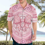Aussie Nurse Personalised Hawaiian Shirt Pink Stethoscope Coquette Bow Aboriginal Dot Art