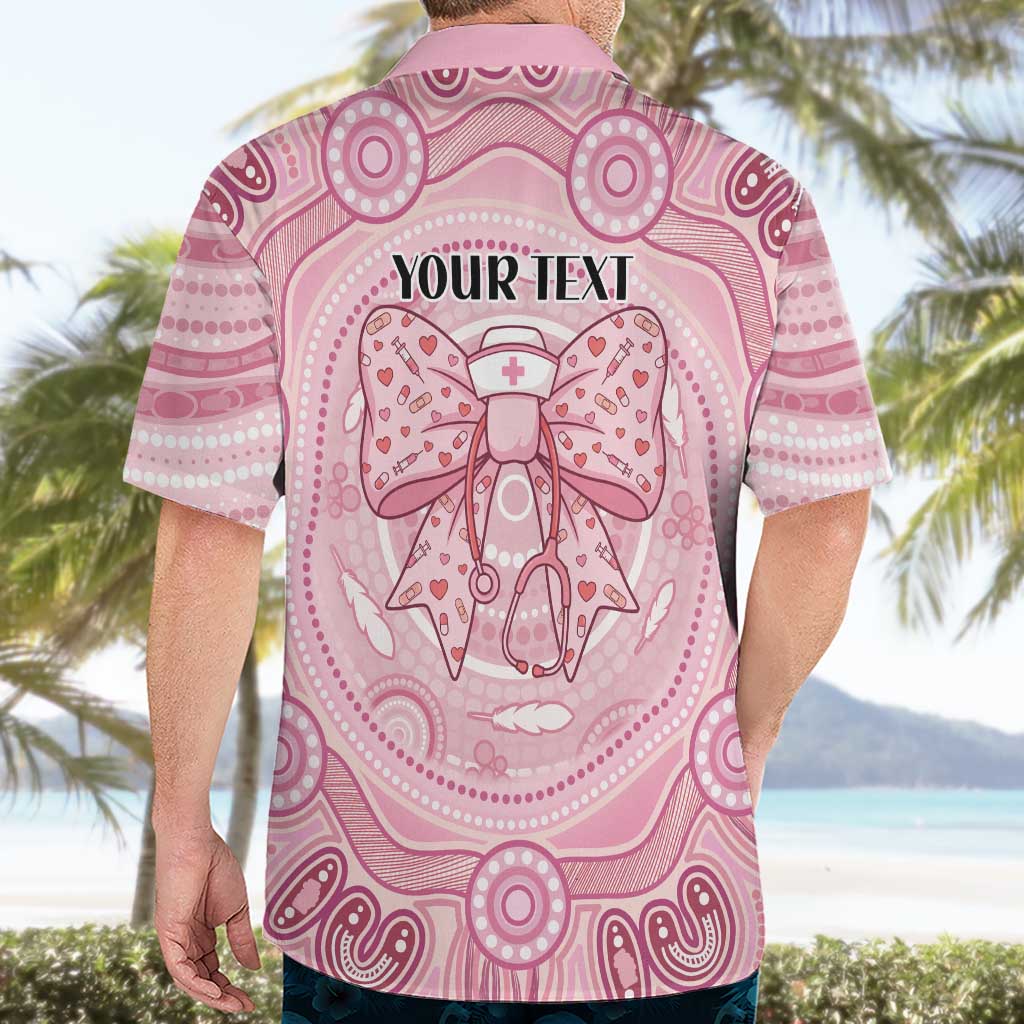 Aussie Nurse Personalised Hawaiian Shirt Pink Stethoscope Coquette Bow Aboriginal Dot Art