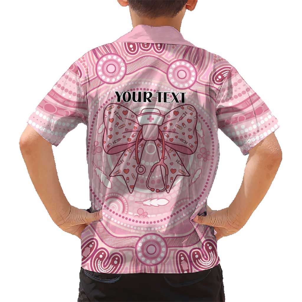 Aussie Nurse Personalised Hawaiian Shirt Pink Stethoscope Coquette Bow Aboriginal Dot Art