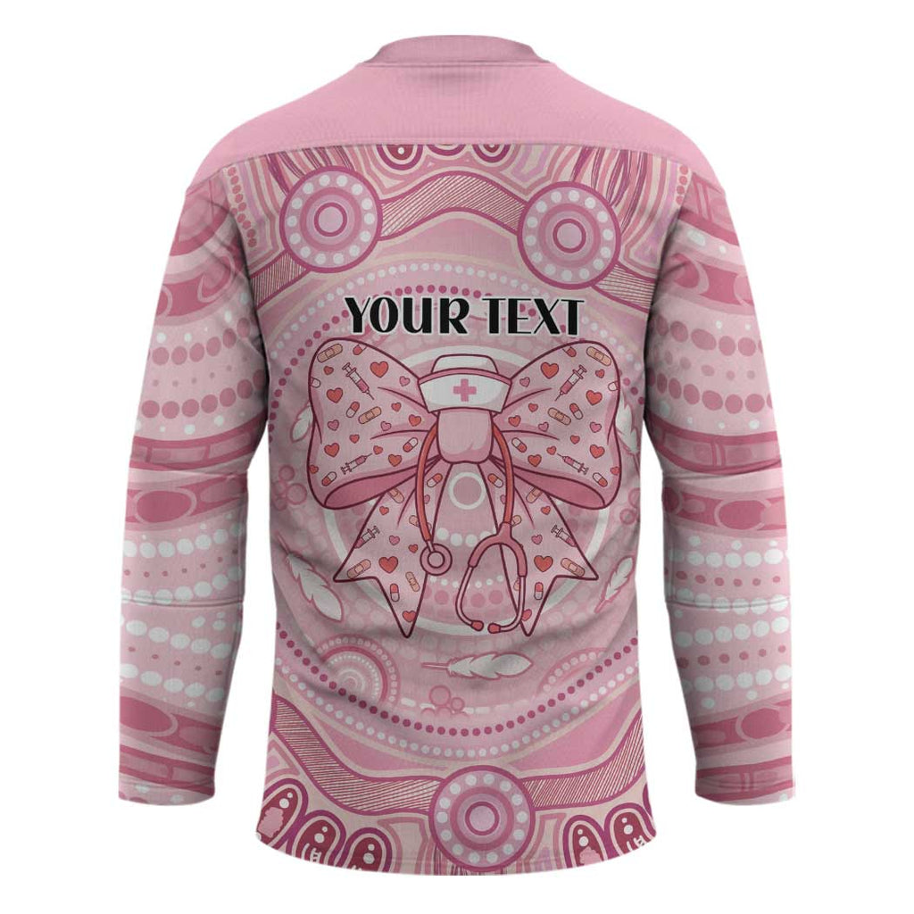 Aussie Nurse Personalised Hockey Jersey Pink Stethoscope Coquette Bow Aboriginal Dot Art