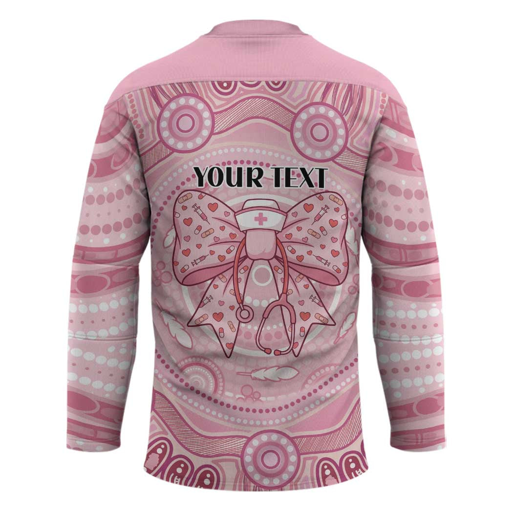 Aussie Nurse Personalised Hockey Jersey Pink Stethoscope Coquette Bow Aboriginal Dot Art